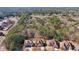 An aerial shot displaying lovely homes with neatly kept lawns bordered by tall trees and a clear blue sky at 2143 Great Shoals Cir, Lawrenceville, GA 30045