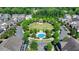 Aerial view of a well-manicured neighborhood park with a gazebo and landscaped seating areas at 951 Olmsted Ln, Johns Creek, GA 30097