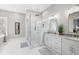 Bright bathroom with a glass shower, double vanity and garden tub at 15 York Trce, Cartersville, GA 30121