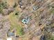 Aerial shot of the house, pool, and other buildings on the property with the forest in the background at 346 Mays Rd, Stockbridge, GA 30281