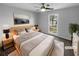 Comfortable bedroom with calming gray walls, a ceiling fan, and ample natural light at 1720 Winners Cir, Lawrenceville, GA 30043