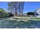 Wide view of the grassy backyard with mature trees at 3736 Rainbow Cir, Snellville, GA 30039