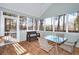 Enclosed sunroom with tongue and groove walls and ceiling, and wood flooring at 4020 Winchester Way, Loganville, GA 30052