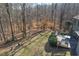 Lush backyard showing off the patio, tall trees, and greenery; great for outdoor living and enjoying nature at 218 Sutallee Ridge Ne Ct, White, GA 30184