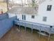 Aerial view of the home's back deck, which has gray-stained wood, fenced-in perimeter and backyard access at 3661 Silver Leaf Sw Ln, Marietta, GA 30008