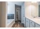 Bathroom featuring tiled wall accents, and ample counter space at 4700 Blake Loop, Atlanta, GA 30349