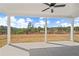 Covered patio perfect for outdoor entertaining with ceiling fan and an expansive backyard view at 1246 Allspice Way, Lawrenceville, GA 30045