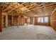 Unfinished basement with exposed wood framework, a door, and windows for natural light at 260 Hemphill Ln, Marietta, GA 30064