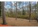 View from wooden deck overlooking the expansive tree-lined backyard, offering privacy and a natural setting at 9635 Loblolly Ln, Roswell, GA 30075