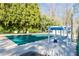 Neighborhood swimming pool with a green cover, a white gazebo, and mature trees providing shade at 1830 Greystone Ct, Marietta, GA 30068