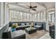 Relaxing screened porch with comfortable seating and a ceiling fan at 1830 Greystone Ct, Marietta, GA 30068