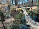 Long driveway leading up to a residence, surrounded by lush trees and natural landscaping at 566 Hickory Hills Ct, Stone Mountain, GA 30083