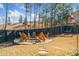 Backyard featuring a fire pit with chairs and landscaping, ideal for entertaining at 214 White Cloud Run, Canton, GA 30114