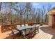 Large wooden deck with dining and lounge areas, ideal for entertaining or enjoying the scenic wooded surroundings at 715 Newport Holw, Alpharetta, GA 30005