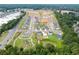 Aerial view of new residential construction with community amenities and green spaces at 2108 Boxwood Circle Se, Conyers, GA 30094