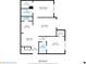 Detailed floor plan showcasing the layout of a 1001 sq ft unit with two bedrooms, living room, kitchen, and dining area at 3103 Santa Fe Pkwy, Atlanta, GA 30350