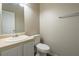 Cozy powder room featuring a vanity with sink, toilet, and chrome towel rack at 32 Hampton Dr, Cartersville, GA 30121