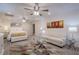 A cozy finished basement features a sitting area, bedroom space, and modern decor at 320 Red Fox Dr, Canton, GA 30114