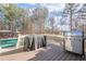 Spacious back deck with grilling area, with a view of the gazebo and pool at 320 Red Fox Dr, Canton, GA 30114