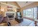 Bright living room with a stone fireplace, large windows, hardwood floors, and a neutral color palette at 320 Red Fox Dr, Canton, GA 30114