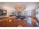 This elegant building lobby is spacious and features a unique chandelier and comfortable seating at 75 14Th Ne St # 3160, Atlanta, GA 30309