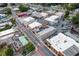Aerial view of a historic city center, with vintage brick buildings, bustling streets and parked cars at , Conyers, GA 30094