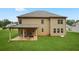 Exterior view of home's backyard, featuring a patio and ample green space at 164 Charolais Dr, Mcdonough, GA 30252