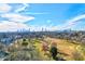 Panoramic aerial view of city skyline from home, showcasing beautiful neighborhood park, and lush trees at 565 Candler St, Atlanta, GA 30307