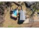 Aerial view of home featuring backyard pool and privacy fence at 2007 Manassas Dr, Woodstock, GA 30189