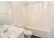 Bathroom featuring vanity with sink, toilet, and shower with curtain at 244 Amelia Garden Way, Lawrenceville, GA 30045