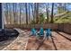 Outdoor fire pit area in a private backyard setting with chairs, landscaping, and a surrounding privacy fence at 181 Arrowood Ln, Alpharetta, GA 30009