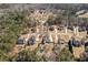 Aerial view of neighborhood with home, pool, landscaping, and surrounding trees at 155 Rose Creek Dr, Covington, GA 30014