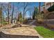 Outdoor fire pit area with stone patio and lush landscaping, perfect for gatherings at 2850 Brandy Ln, Cumming, GA 30041