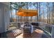 Inviting back porch with stylish outdoor furniture set perfect for dining and relaxing at 210 Wrights Mill Way, Canton, GA 30115