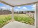 Covered patio looking out onto a large, green backyard with a wood privacy fence at 507 N Gwinnett St, Buford, GA 30518
