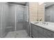 Bathroom featuring modern walk-in shower and stylish vanity at 3475 Landen Pine Ne Ct, Atlanta, GA 30305