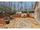 Landscaped backyard with stone patio, koi pond, wood retaining wall, and lush greenery at 1884 Point River Dr, Duluth, GA 30097