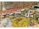 Close-up of a tranquil backyard pond featuring clear water and stone edging at 1884 Point River Dr, Duluth, GA 30097