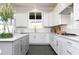 Modern kitchen with white cabinetry and gray island with seating at 600 Belshire Dr, Acworth, GA 30102