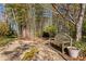 Secluded backyard features a stone path, sitting bench, lush bamboo, and beautiful landscaping at 1116 Citadel Dr, Atlanta, GA 30324