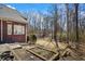 The backyard features a brick exterior and mature trees offering lots of shade at 7455 Richmond Way, Cumming, GA 30040