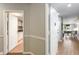 Bright hallway leading into the home with beautiful flooring and modern paint colors at 1501 Clairmont Rd # 535, Decatur, GA 30033