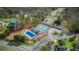 Aerial view showcasing the community pool and tennis courts nestled among mature trees and well-maintained landscaping at 4000 Rockingham Dr, Roswell, GA 30075