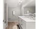 Bathroom featuring a single sink vanity and walk in shower at 6851 Roswell Rd # F32, Sandy Springs, GA 30328
