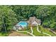 Aerial view of the community clubhouse, amenities and beautiful mature trees at 1322 Stanley Park Dr, Decatur, GA 30033