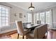 Dining room featuring wainscoting, hardwood floors, and a modern light fixture at 1459 Hedgewood Nw Ln, Kennesaw, GA 30152