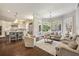 Inviting living room featuring hardwood floors, a chandelier, and large windows for natural light at 4399 Jett Nw Pl, Atlanta, GA 30327