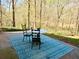 Outdoor patio includes rug, table, and chairs overlooking a wooded area at 901 Guys Sw Ct, Lilburn, GA 30047