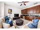 A cozy living room features a wet bar, comfortable seating, carpet flooring, and recessed lighting at 3633 Broughton Se Cir, Atlanta, GA 30339