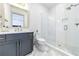 Beautiful bathroom with a sleek vanity, marble floors, and a glass-enclosed walk-in shower at 661 Auburn Ne Ave # 10, Atlanta, GA 30312